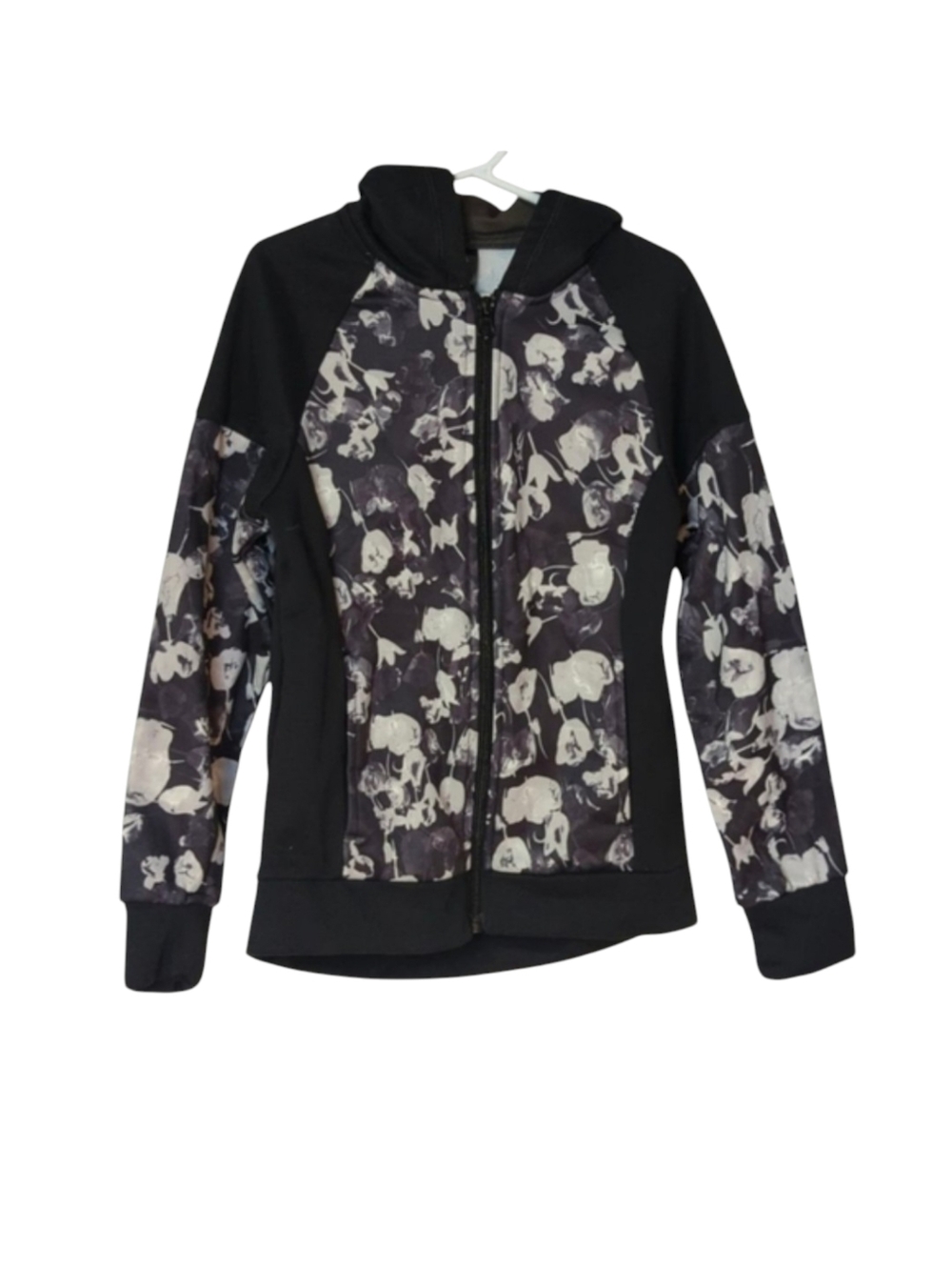 Champion Black & Gray Floral Zip Up Hoodie Jacket Girls Size Medium